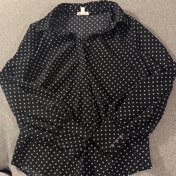 Riley & Rae Tops - 5/$15- Black Polka Dot Blouse